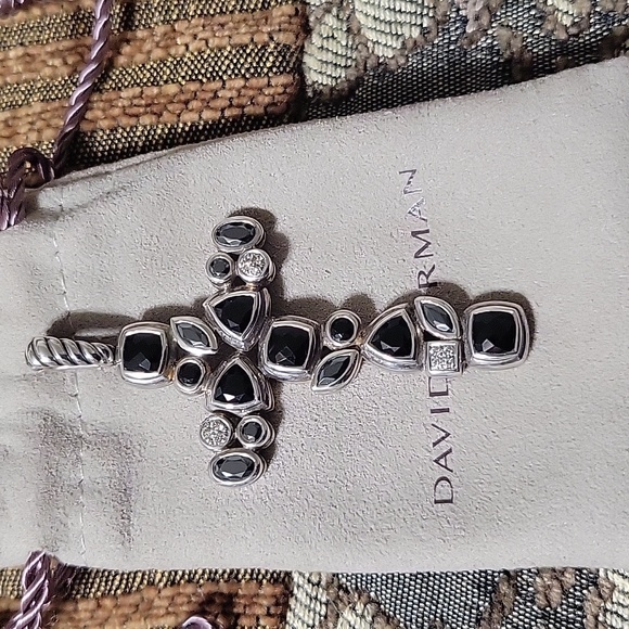 Authentic David Yurman 925  Black Onyx Cross - Picture 2 of 15